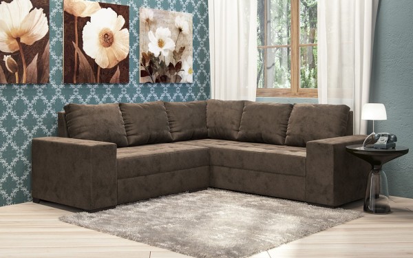 Encontraproduto.com.br - Conjunto Sofá de Canto Estofar Melissa 2 e 3 Lugares Animale - Cacau