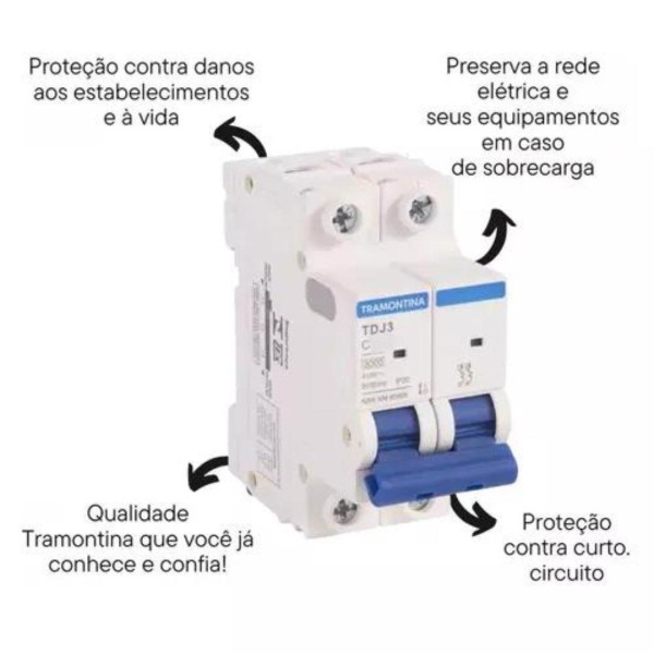 Encontraproduto.com.br - Disjuntor TDJ3 ‘DIN’ Bipolar 32A C – TRAMONTINA