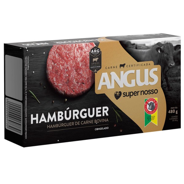 Hambúrguer Tradicional Angus Super Nosso com 4 Unidades Congelado 480g