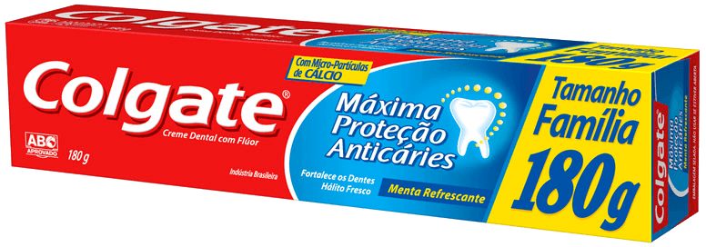 Creme Dental com Flúor Menta Refrescante Colgate Máxima Proteção Anticáries Caixa 180g