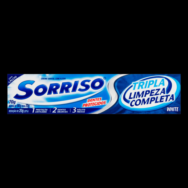 Encontraproduto.com.br - Creme Dental com Flúor + Cálcio Sorriso Tripla Limpeza Completa Caixa 70g