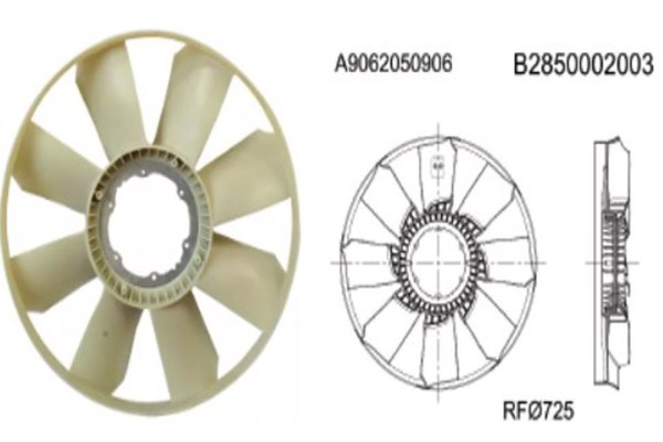 Encontraproduto.com.br - HELICE RADIADOR MOTOR MBB AXOR OM926LA 725MM