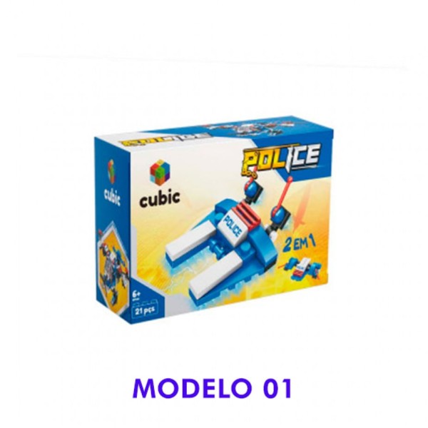 Encontraproduto.com.br - Cubic Serie Police 12 em 1 - Modelo 01 - 21 Pecas MULTIKIDS