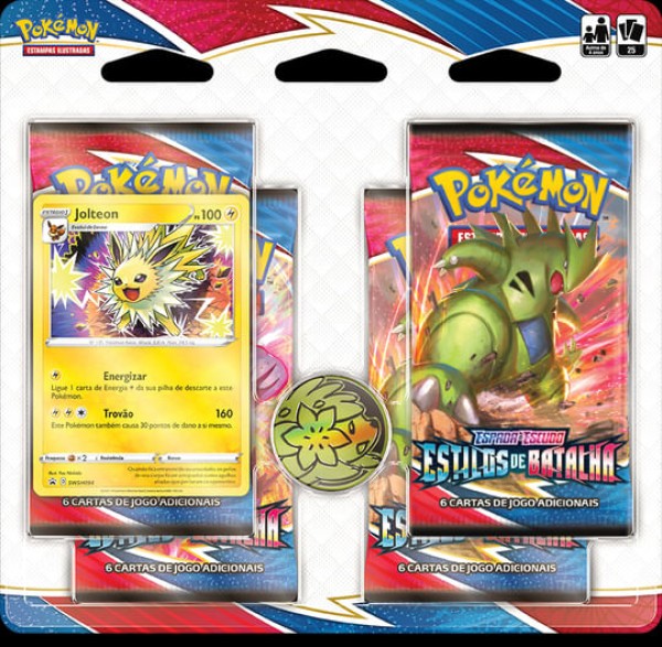 Encontraproduto.com.br - Blister Quadruplo Espada e Escudo Estilo de Batalha Jolteon e Tyranitar COPAG DA AMAZONIA