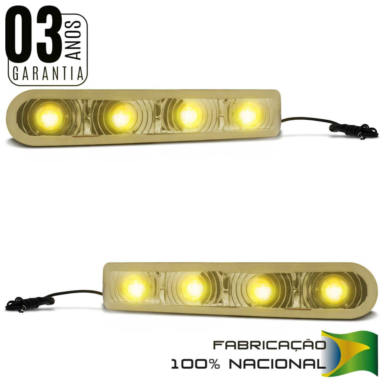 Encontraproduto.com.br - Pisca Retrovisor 4 LEDs Slim Seta Tuning Universal Luz Amarela