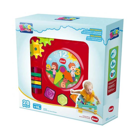 Encontraproduto.com.br - Blocos de Encaixe - Mesinha da Hora Vermelho - Blocolandia - MK383 DISMAT
