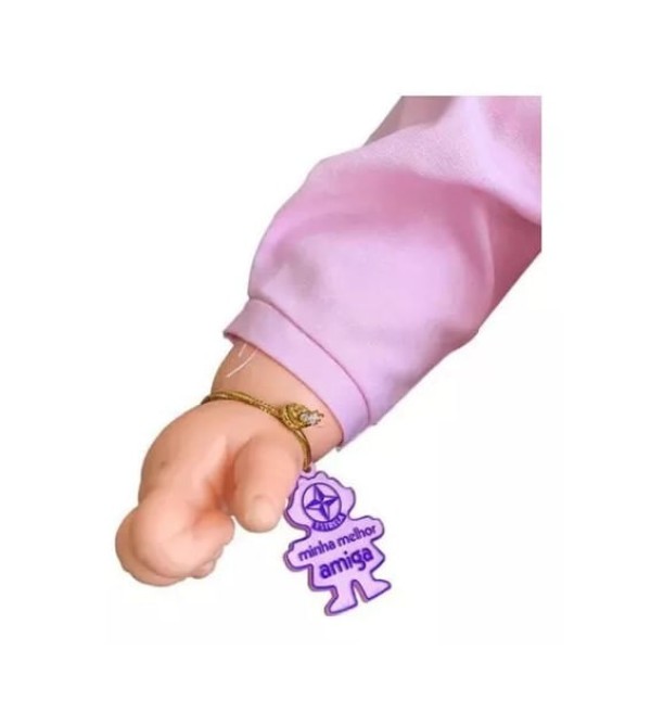Encontraproduto.com.br - Boneca - Meu Bebe Vestido Rosa com Xadres ESTRELA