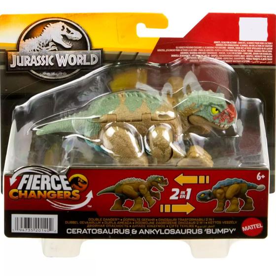 Dinossauro Jurassic World - Ceratosaurus e Ankylosaurus MATTEL