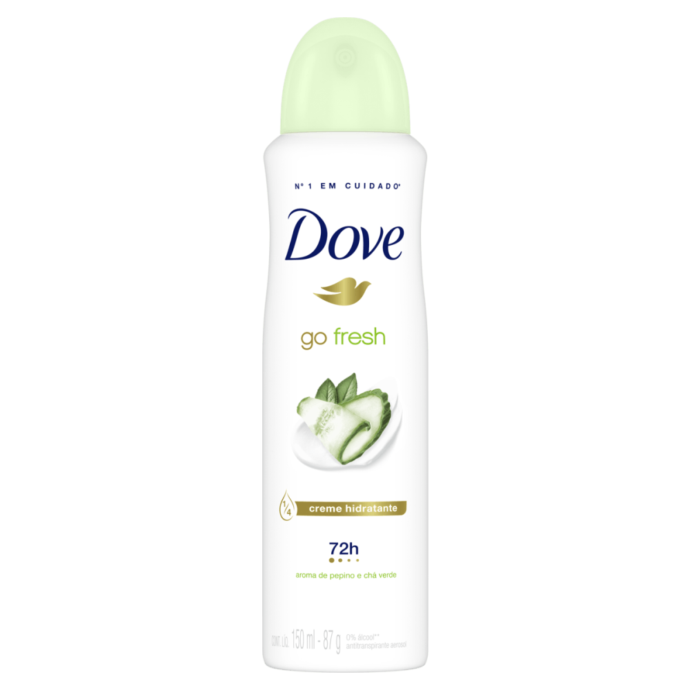 Antitranspirante Aerossol Pepino e Chá Verde 72h Dove Go Fresh 150ml Spray