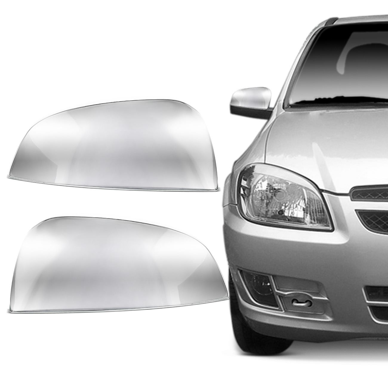 Encontraproduto.com.br - Aplique Cromado Retrovisor Celta 2007 a 2016 Prisma 2004 a 2012 Meriva 2002 a 2012 Encaixe Perfeito