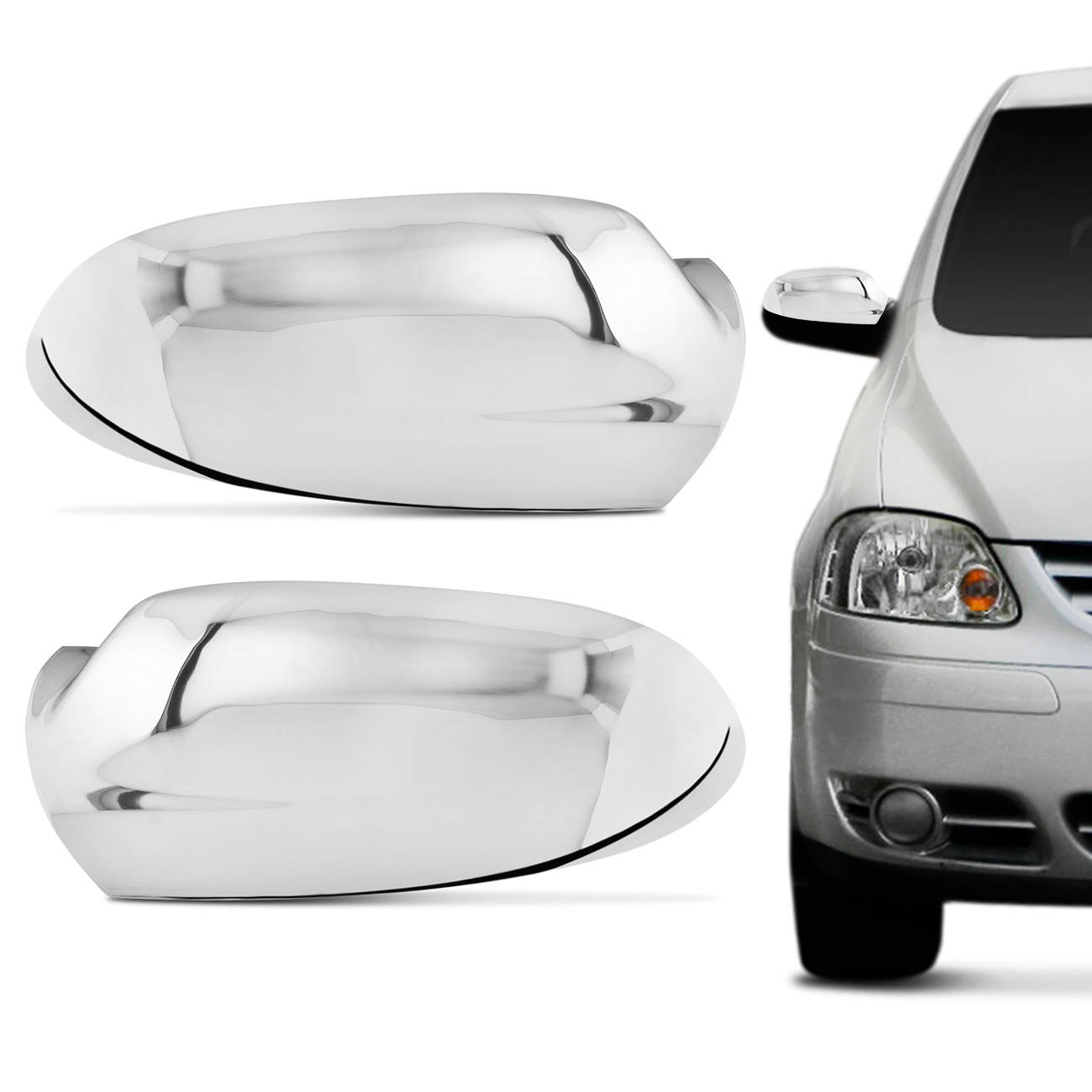 Encontraproduto.com.br - Aplique Retrovisor Fox 2003 2004 2005 2006 2007 2008 2009 Cromado Design Original