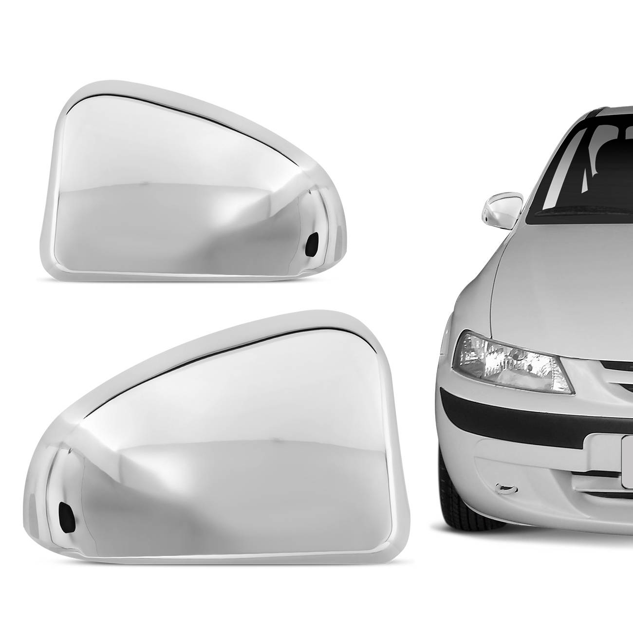 Encontraproduto.com.br - Aplique Cromado Retrovisor Celta 2000 a 2006 Fácil Instalação Dupla Face