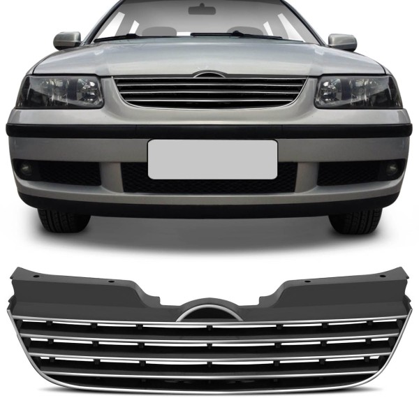 Encontraproduto.com.br - Grade Gol Parati Saveiro G3 Fase 1 2000 2001 2002 Friso Cromado Centro Contorno Sem Emblema