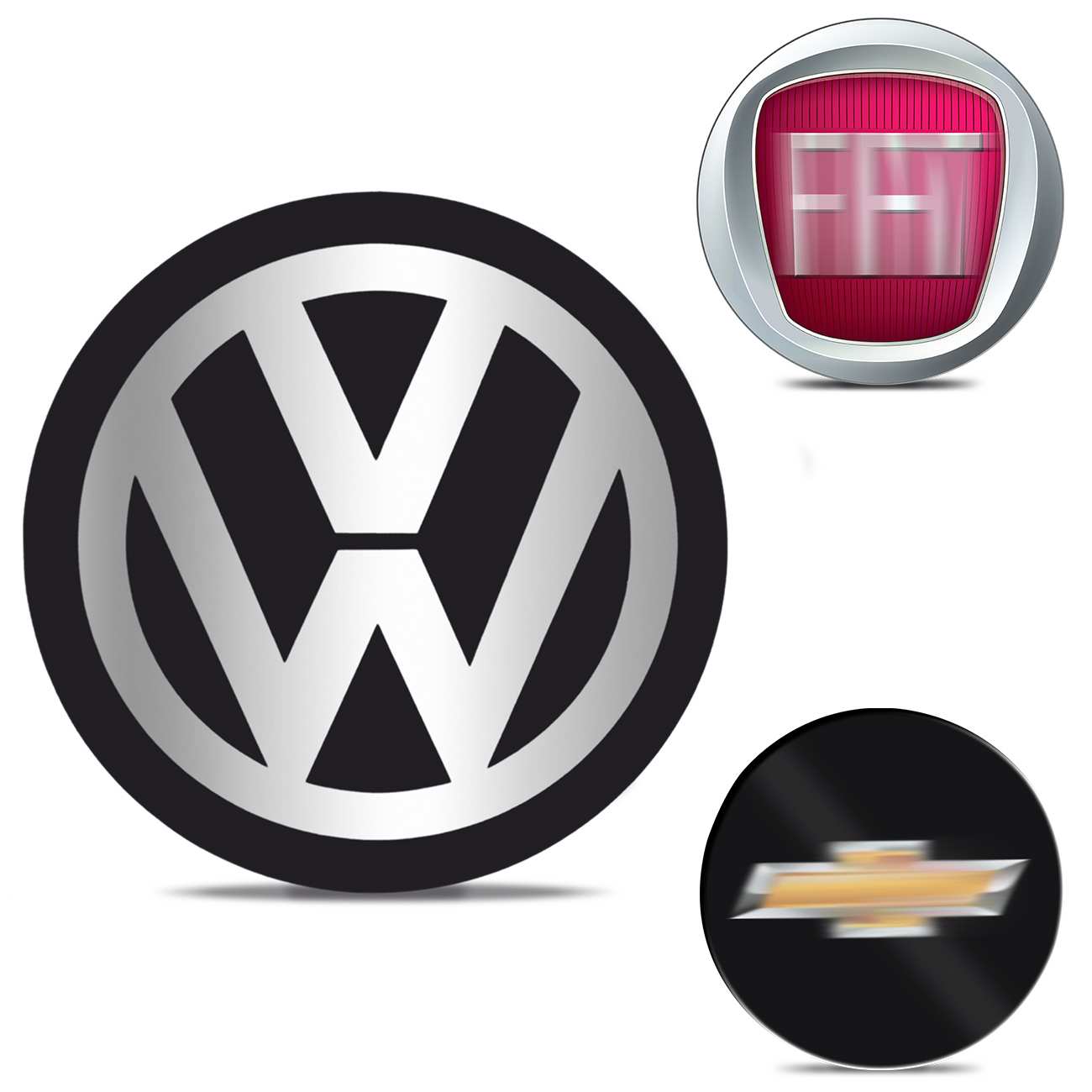 Encontraproduto.com.br - Emblema Adesivo Cromado 80mm Grade Frontal Volkswagen Fiat Chevrolet