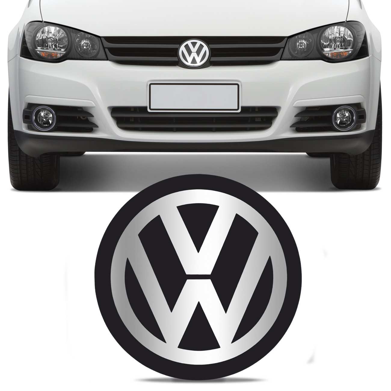 Encontraproduto.com.br - Emblema Adesivo Cromado 80mm Grade Frontal Volkswagen Fiat Chevrolet