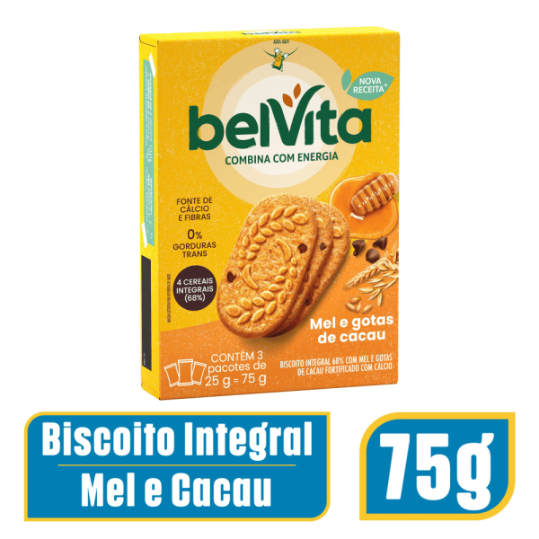 Biscoito BelVita Mel E Cacau Multipack 75g com 3 Unidades de 25g