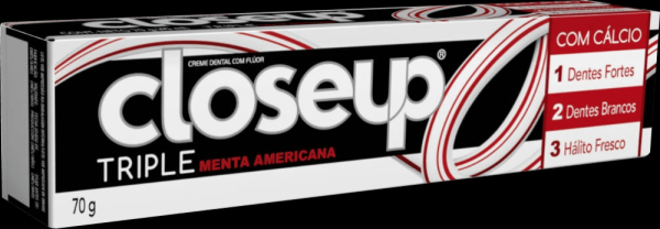 Creme Dental com Flúor e Cálcio Menta Americana Closeup Tripla Proteção Caixa 70g