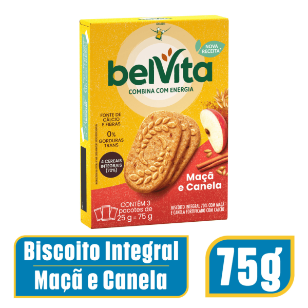 Biscoito BelVita Maçã E Canela Multipack 75g com 3 Unidades de 25g