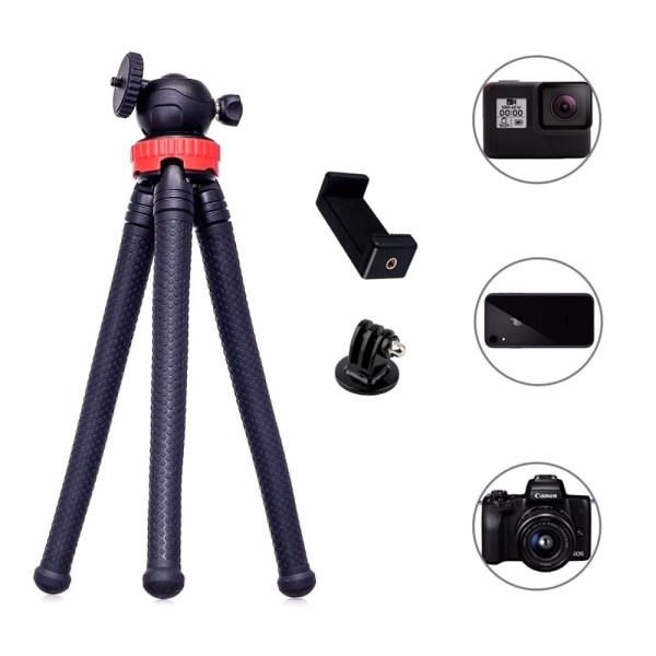 Encontraproduto.com.br - Tripé para GoPro / Celular / Câmeras Compactas Octopus Flexível