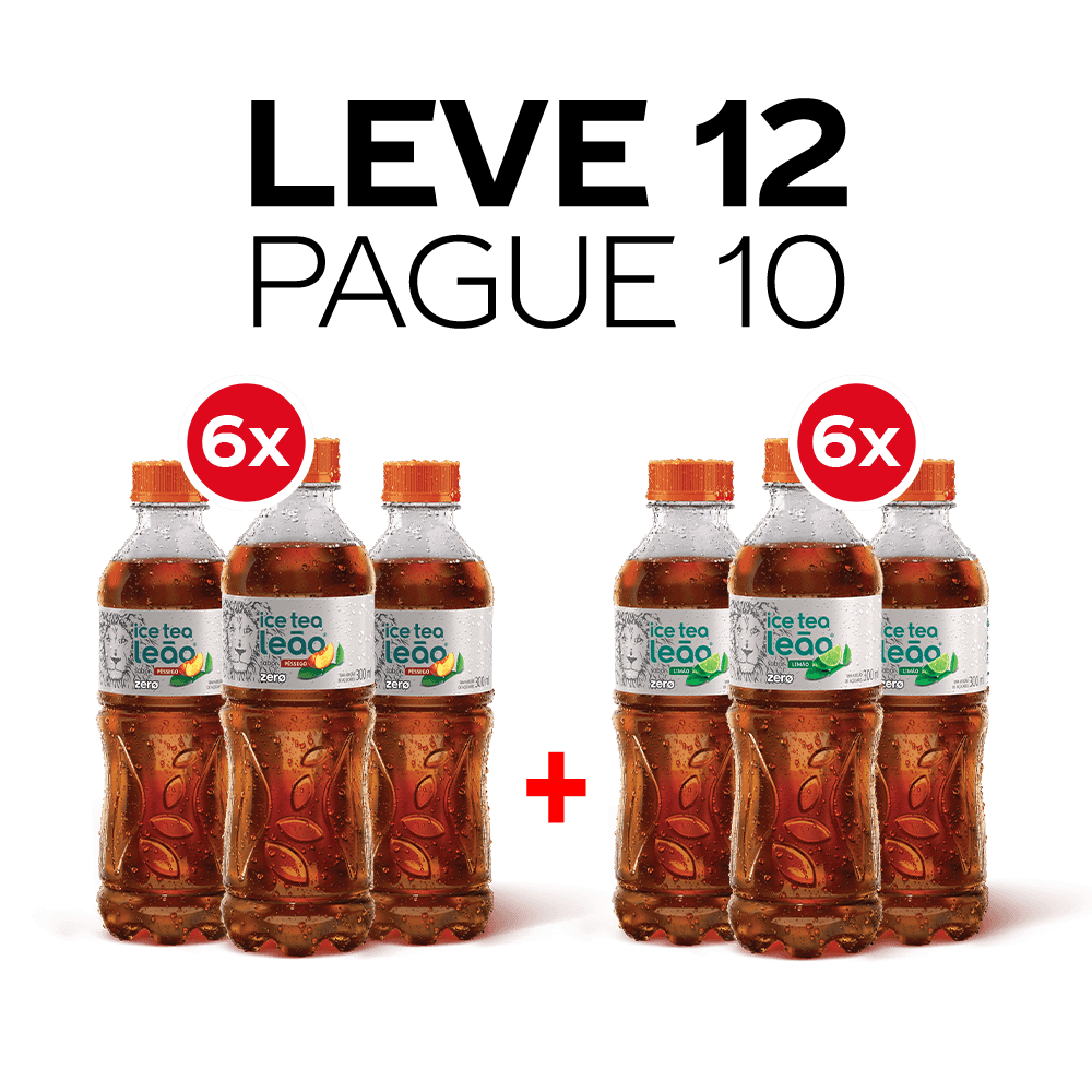 Combo Verão Leve 12 Pague 10 Ice Tea Leão Mix 300ml Zero