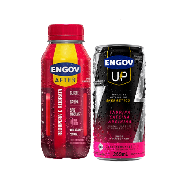 Encontraproduto.com.br - Kit Engov After Red Hits 250ml + Engov Up Morango e Kiwi Lata 269ml
