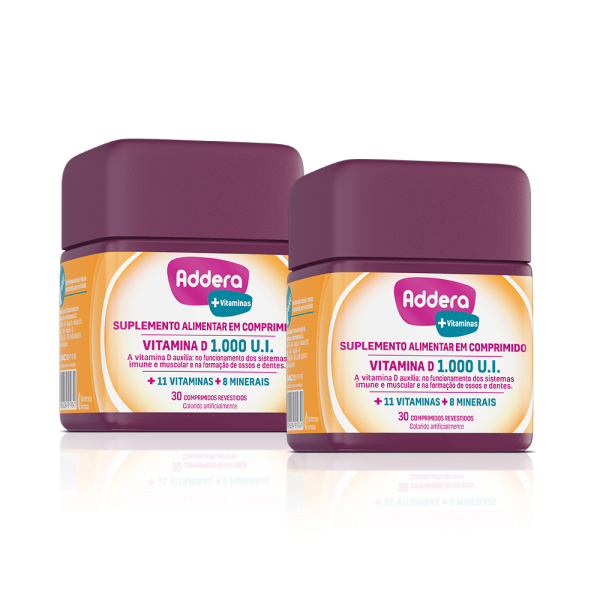 Encontraproduto.com.br - Kit Vitamina D Addera 1.000UI +Vitaminas com 30 comprimidos
