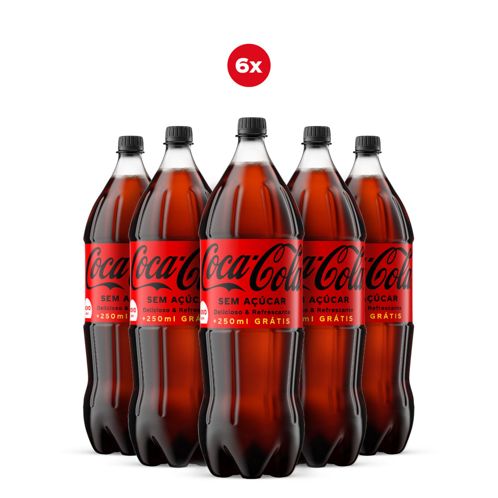 Encontraproduto.com.br - Pack 6 Coca-Cola Sem Açúcar 2L+250ml
