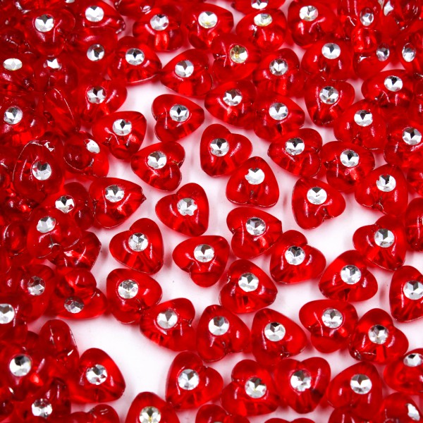 Encontraproduto.com.br - CORAÇÃO COM STRASS PASSANTE 08MM EM ACRÍLICO COM 500G