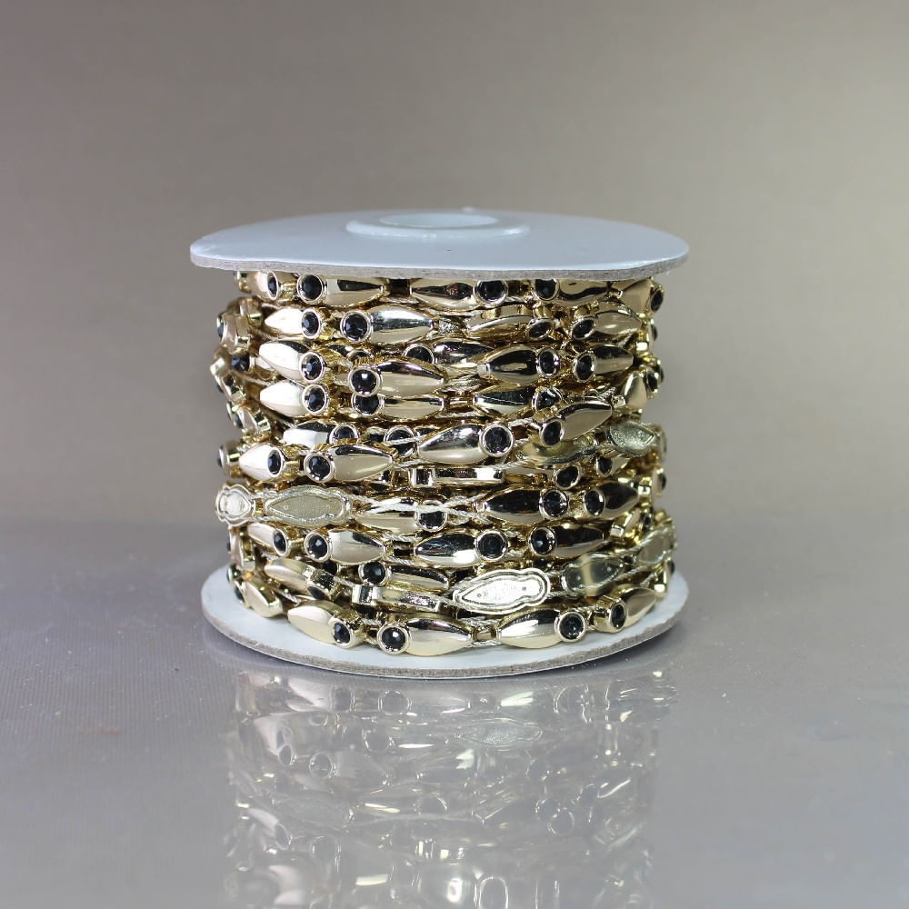 Encontraproduto.com.br - ALJOFRE NAVETE COM STRASS 07X15MM EM ABS COM 9 METROS