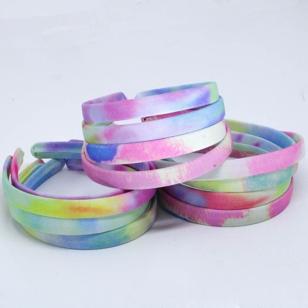 Encontraproduto.com.br - TIARA ENCAPADA TIE DYE 15MM EM POLIESTER COM 12 PEÇAS