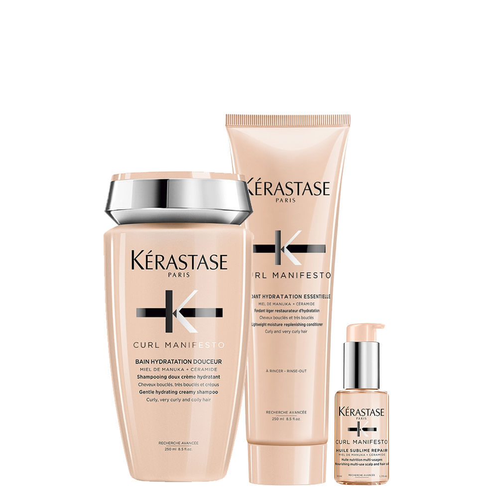 Kit Kérastase Curl Manifesto   - Shampoo 250 ml + Condicionador 250 ml + Óleo Capilar 50 ml