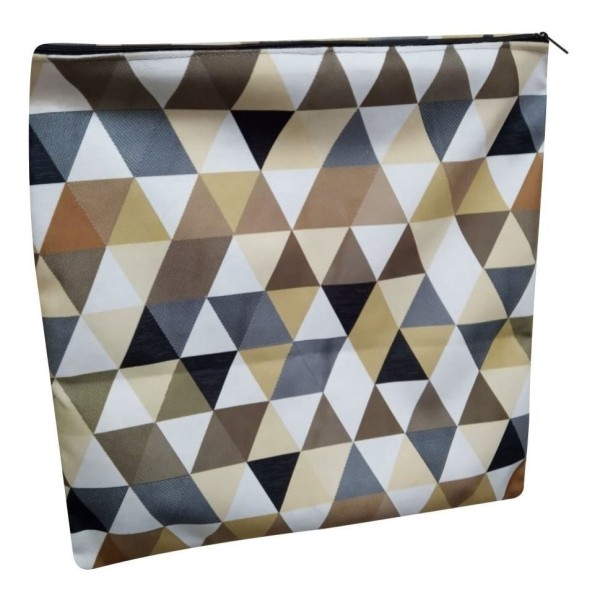 Capa de almofada 40 X 40 tecido suede estampa triângulo bege - clique E decore