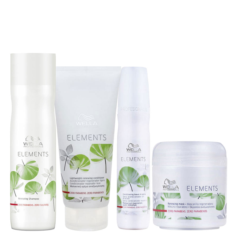 Kit Wella Professionals Elements Renewing - Shampoo 250 ml + Condicionador 200 ml + Máscara 150 ml + Leave- in 150 ml