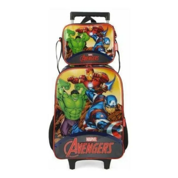 Encontraproduto.com.br - KIT MOCHILA COM RODINHA E LANCHEIRA AVENGERS - LUXCEL