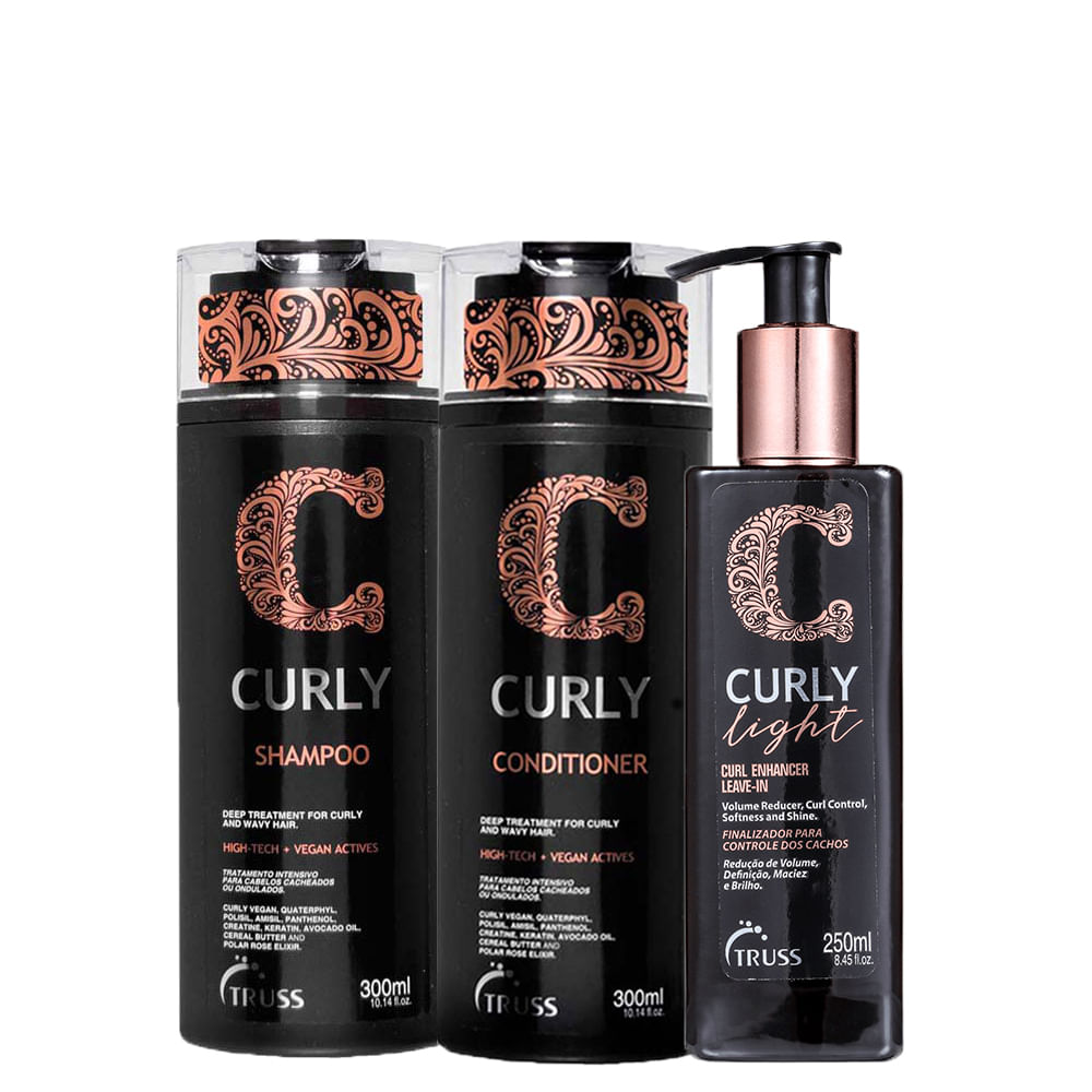 Kit Truss Curly - Shampoo Low Poo  300 ml +  Condicionador 300 ml + Leave-in Light 250 ml