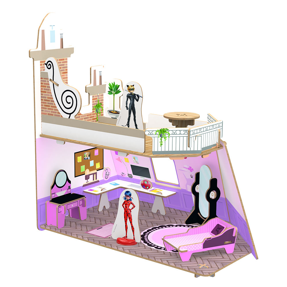 Encontraproduto.com.br - Playset com Acessórios - Miraculous - Quarto da Marinete - Xalingo