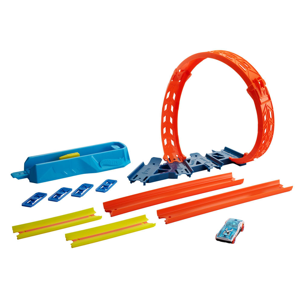 Encontraproduto.com.br - Hot Wheels Track Builder Pista Lançador com Looping Ajustável - Mattel