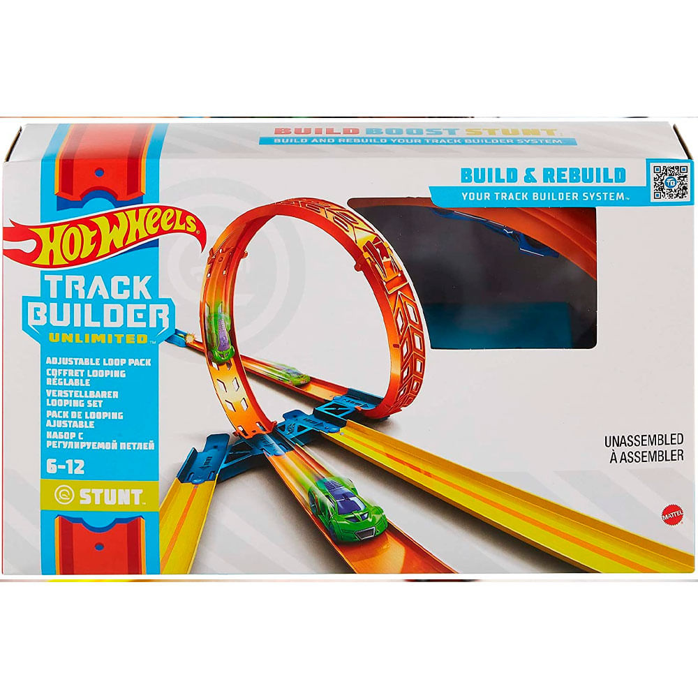 Encontraproduto.com.br - Hot Wheels Track Builder Pista Lançador com Looping Ajustável - Mattel
