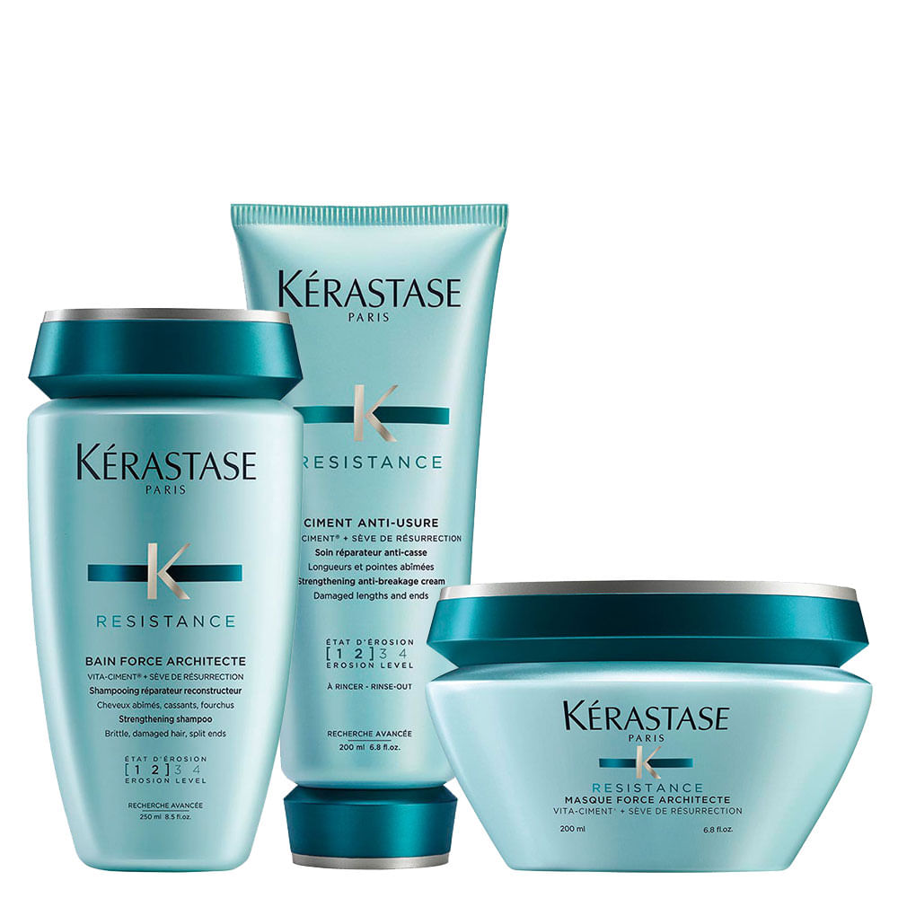 Kit Kérastase Résistance - Shampoo Architecte 250 ml + Condicionador Anti-Usure 200 ml + Máscara Architecte 200 ml
