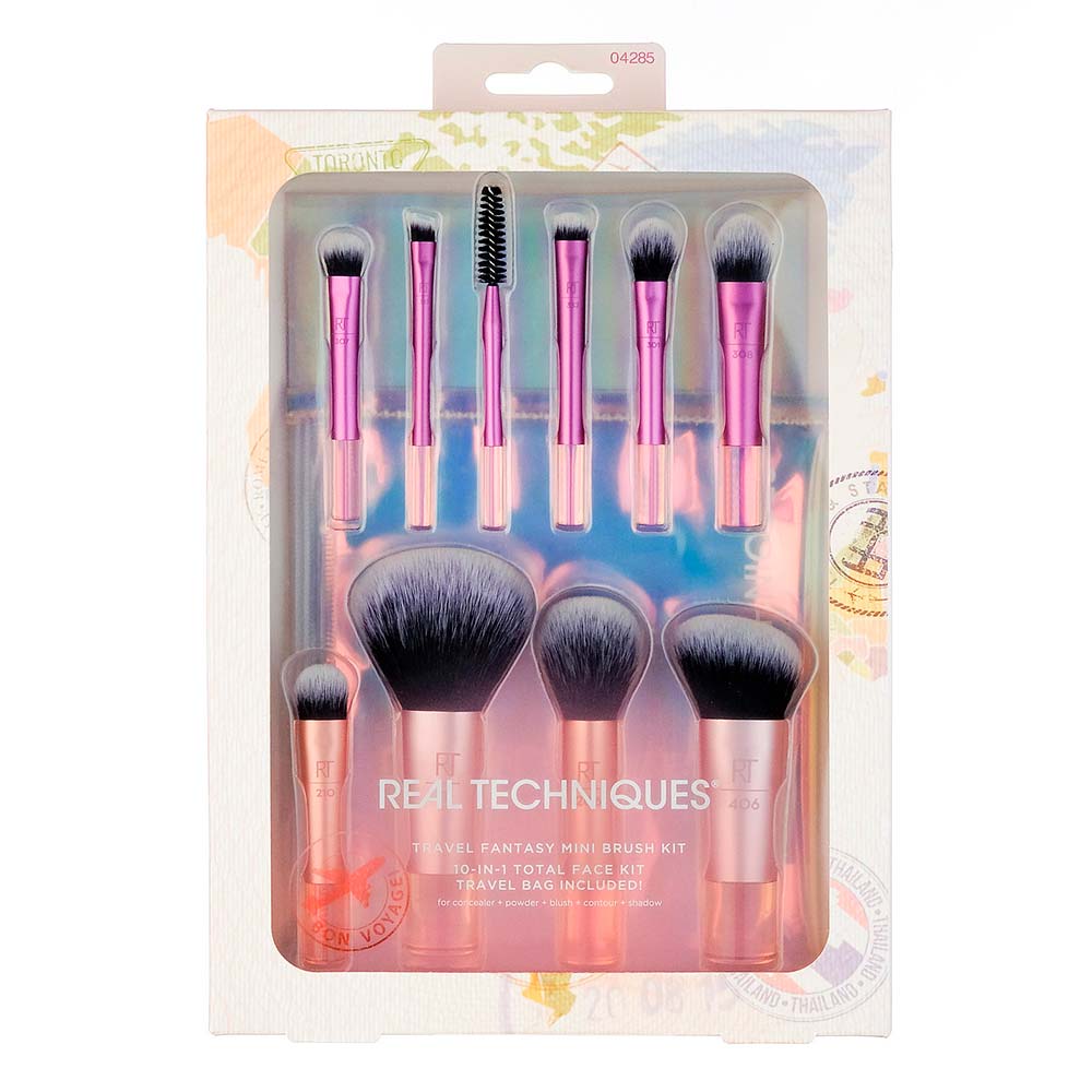 Real Techniques Kit - 10 Pincéis + Bolsa Travel Fantasy
