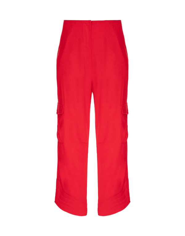 Encontraproduto.com.br - Calça Cargo Linho - Vermelho