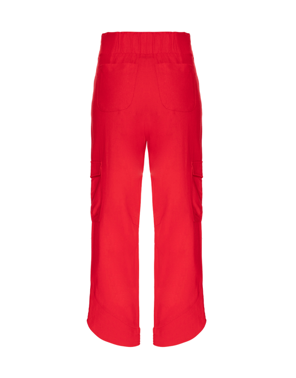 Encontraproduto.com.br - Calça Cargo Linho - Vermelho