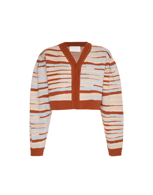 Cardigan Tricot Jacquard - Marrom