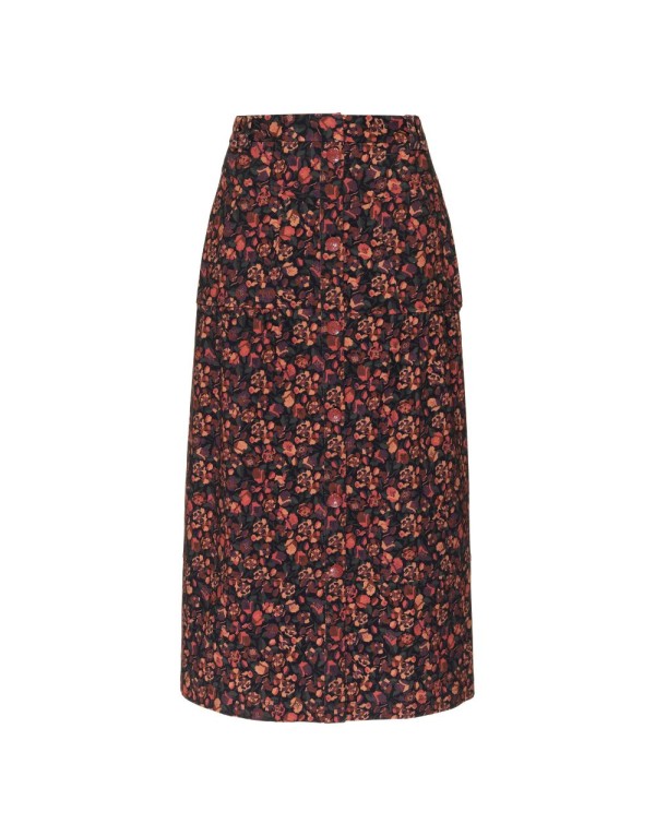 Encontraproduto.com.br - Saia Midi Sarja Estampada - Preto