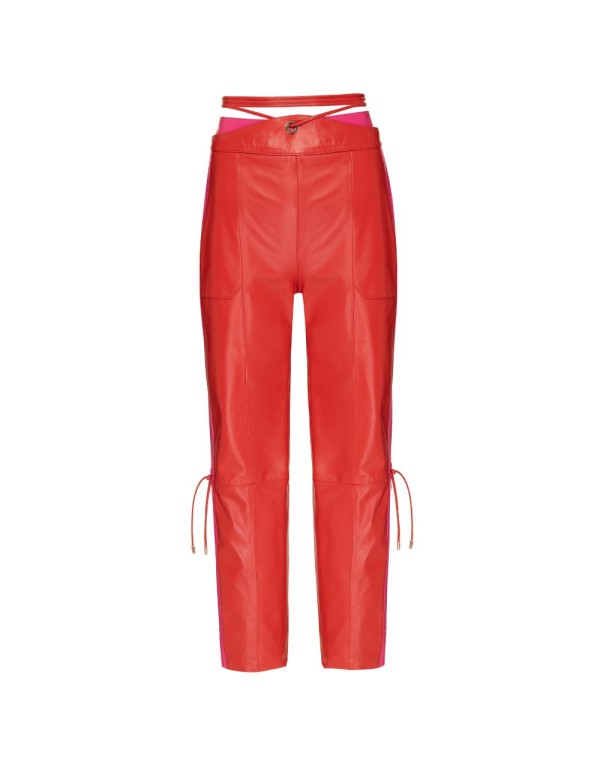 Calça Couro Stripes - Rosa