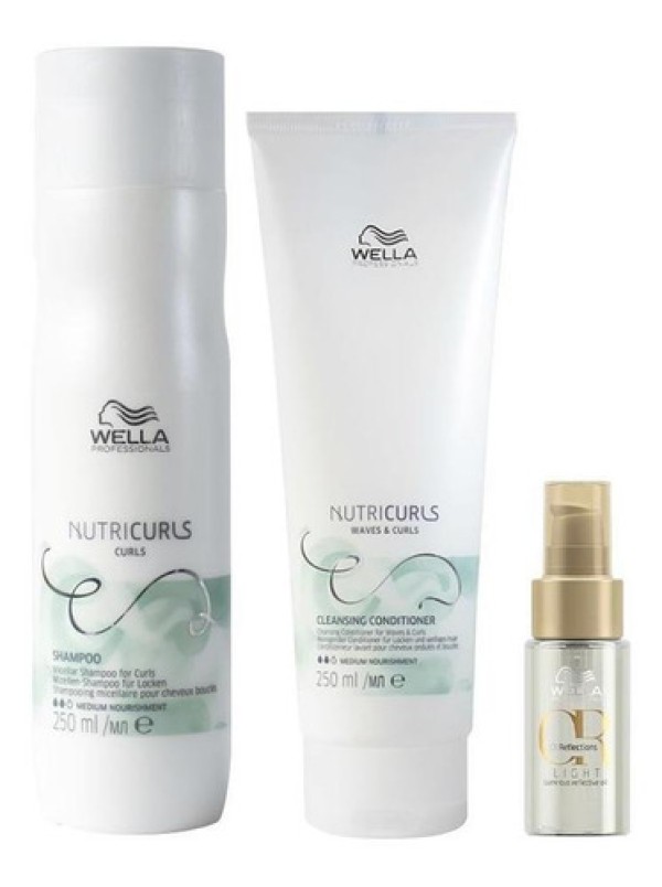 Kit Wella Professionals Nutricurls - Shampoo 250 ml + Condicionador Co- Wash 250 ml+ Óleo Light 30 ml