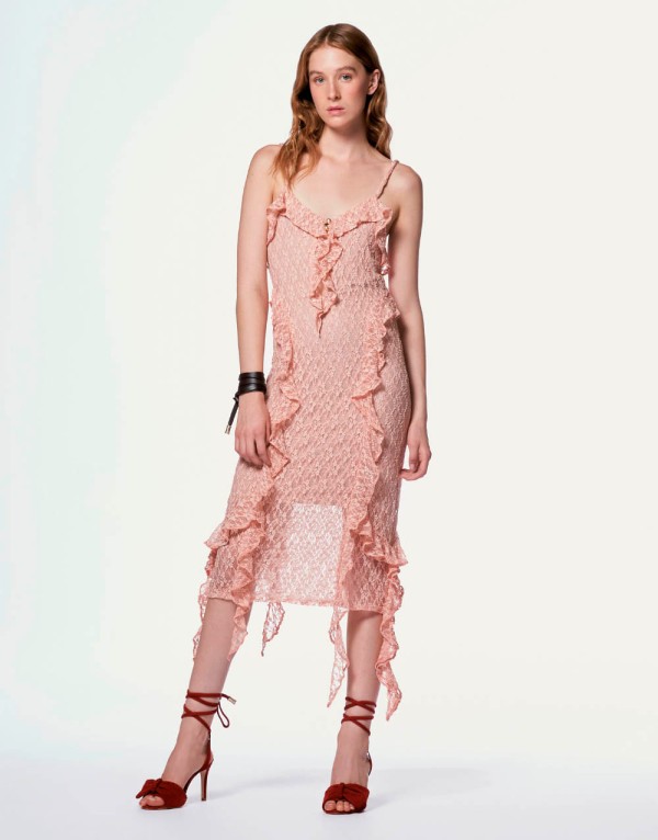 Vestido Renda Longuete Aurora - Rosa