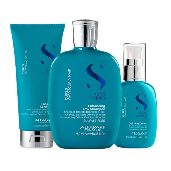 Encontraproduto.com.br - Kit Alfaparf Milano Professional Semi Di Lino Curls - Shampoo 250 ml + Condicionador 200 ml + Creme 125 ml