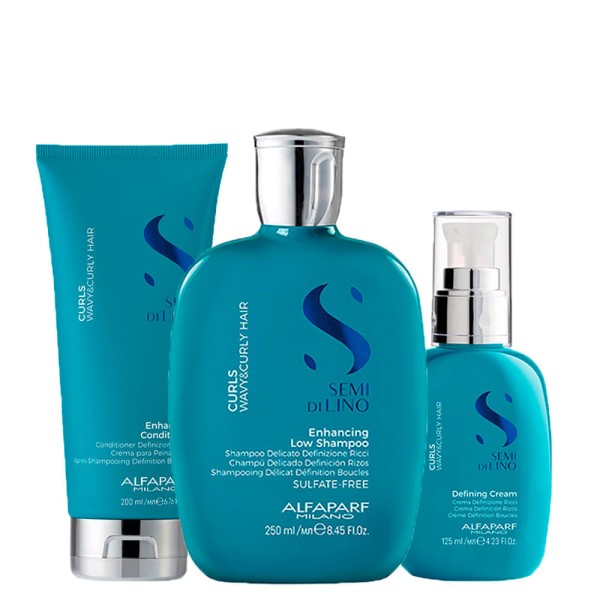 Encontraproduto.com.br - Kit Alfaparf Milano Professional Semi Di Lino Curls - Shampoo 250 ml + Condicionador 200 ml + Creme 125 ml