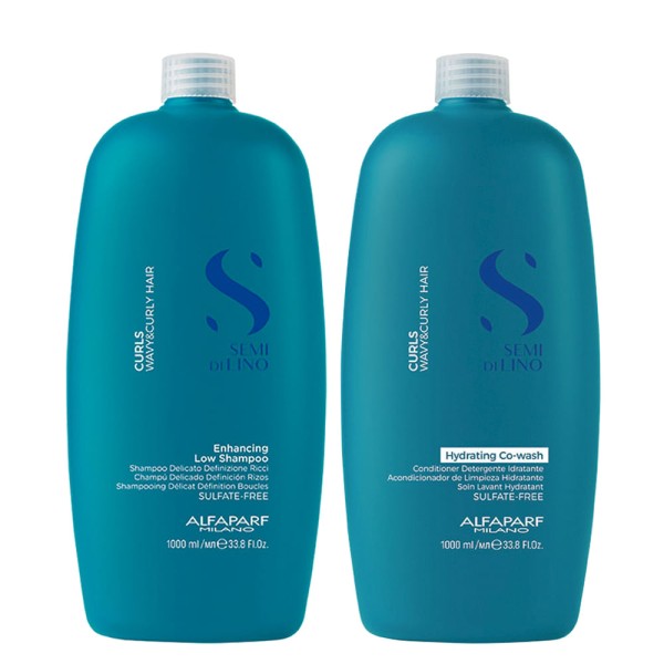 Kit Alfaparf Milano Professional Semi Di Lino Curls - Shampoo 1000 ml + Condicionador Co- Wash 1000 ml